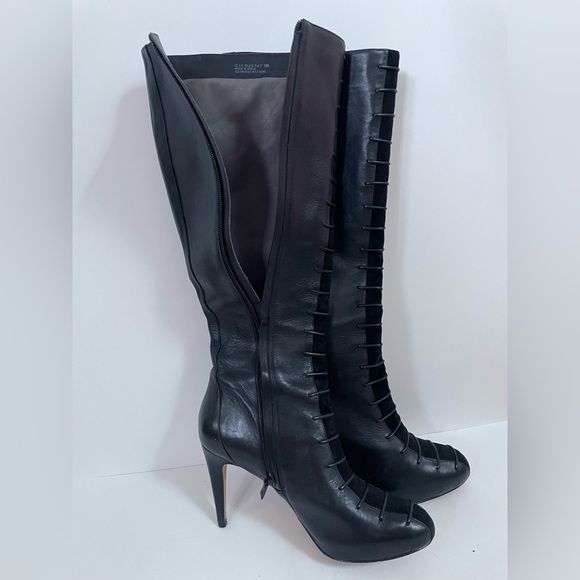 COLE HAAN NIKE AIR High Heel Leather Black Boots - Picture 1 of 9